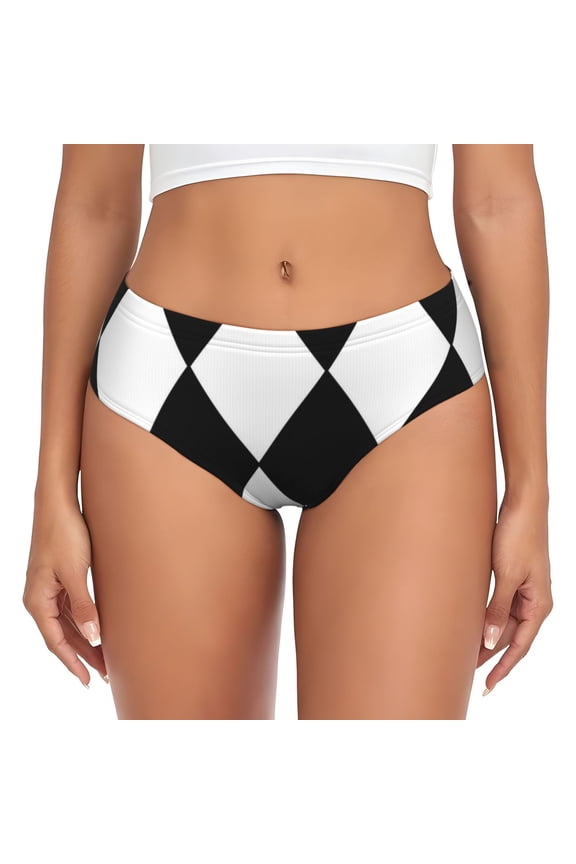 Women's Harlequin Pattern Seamless Hipster Panties Stretch printed Bikini Underwear Large