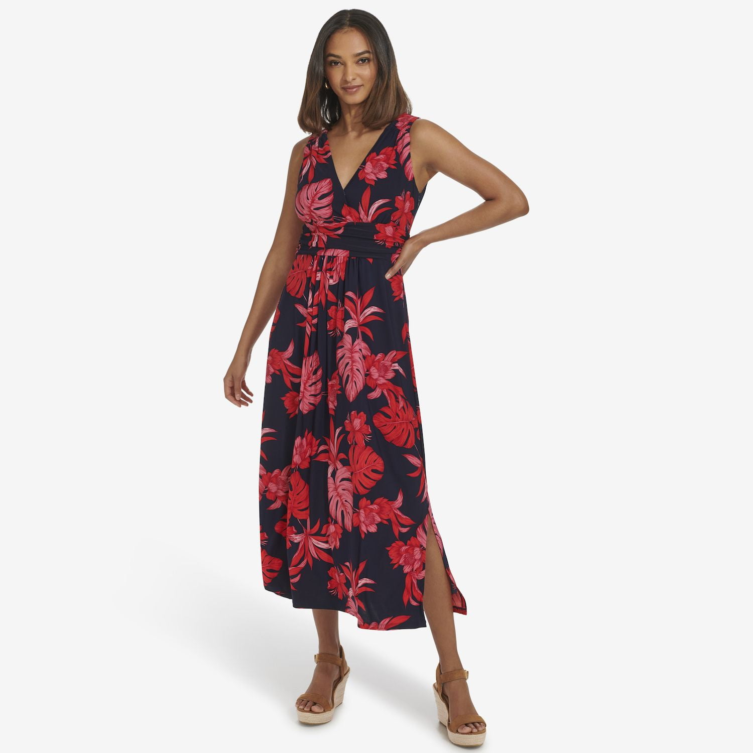 Women's Harper Rose Printed Empire Waist Maxi Dress Color: Navy Multi Size:  16 - Walmart.com
