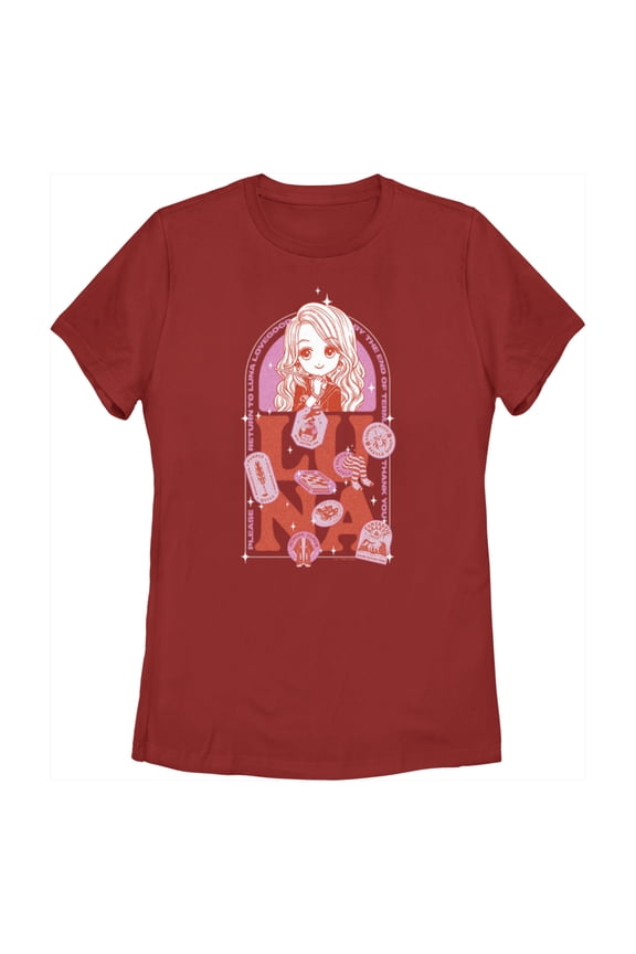Women's Harry Potter Anime Luna Belongings Graphic Tee Red Medium