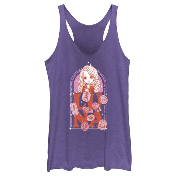 Women's Harry Potter Anime Luna Belongings Racerback Tank Top Purple Heather 2X Large