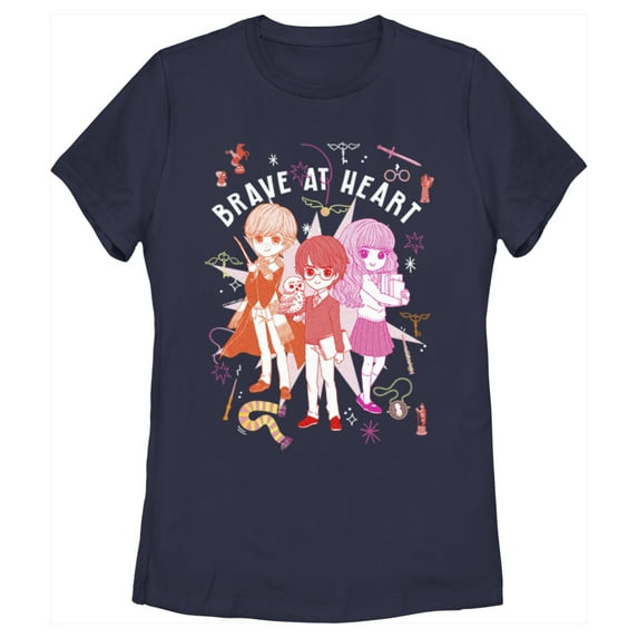 Women's Harry Potter Brave at Heart Anime Friends Graphic Tee Navy Blue Small