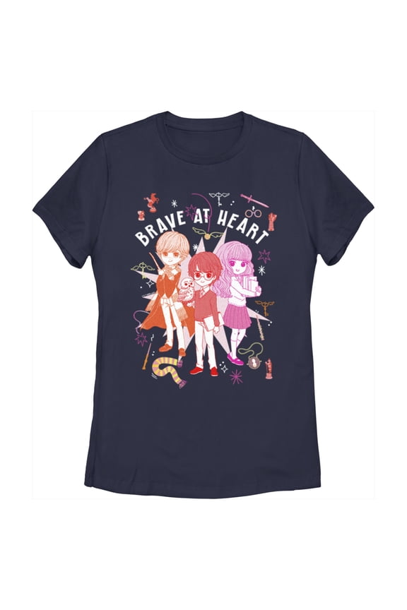 Women's Harry Potter Brave at Heart Anime Friends Graphic Tee Navy Blue Small