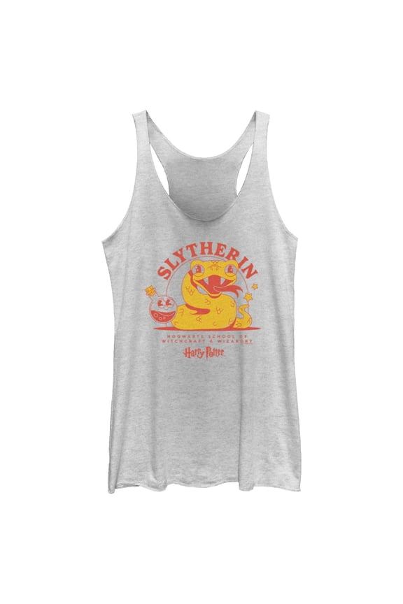 Women's Harry Potter Cute Slytherin Snake Racerback Tank Top White Heather Large