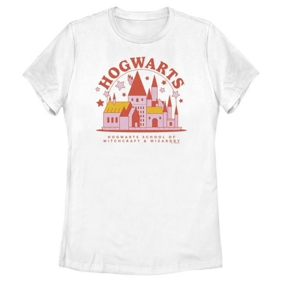 Women's Harry Potter Cute Starry Hogwarts  Graphic Tee White X Large