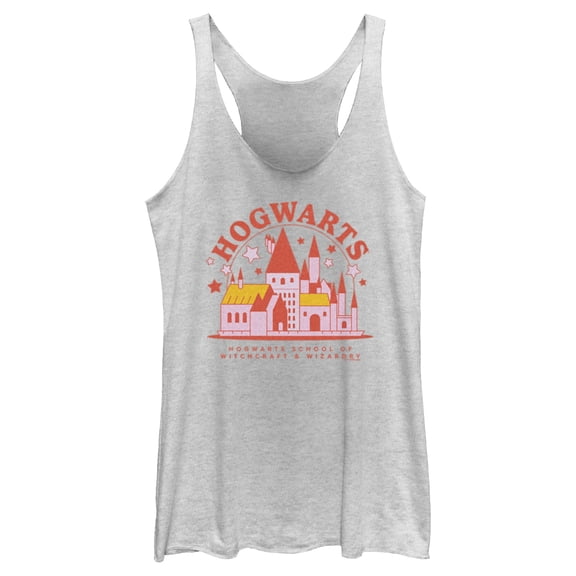 Women's Harry Potter Cute Starry Hogwarts Racerback Tank Top White Heather Medium