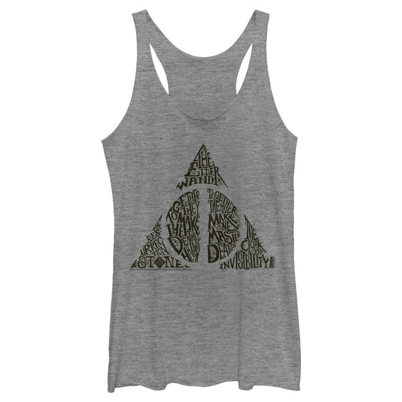 Women's Harry Potter Deathly Hallows Secret Racerback Tank Top Gray Heather 2X Large