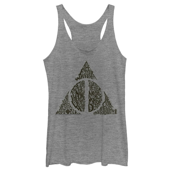Women's Harry Potter Deathly Hallows Secret  Racerback Tank Top Gray Heather X Large
