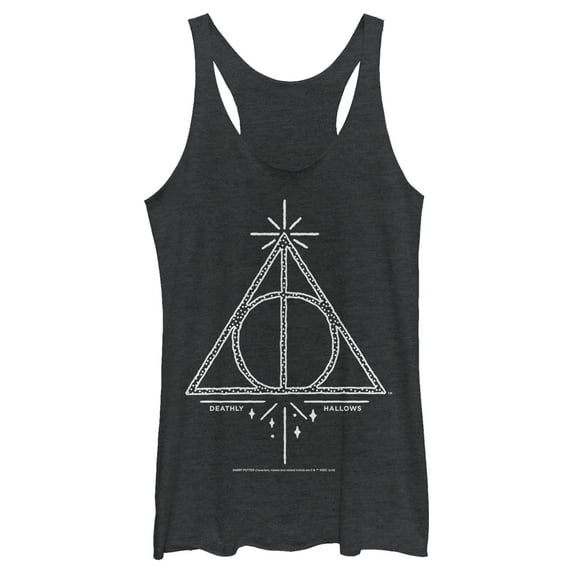 Women's Harry Potter Deathly Hallows Symbol Racerback Tank Top Black Heather X Small