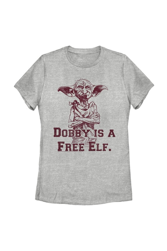 Women's Harry Potter Dobby is a Free Elf Graphic Tee Athletic Heather Large