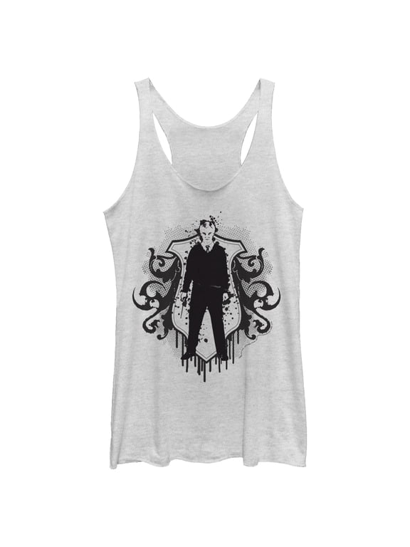 Women's Harry Potter Draco Malfoy Splatter Print Racerback Tank Top White Heather 2X Large