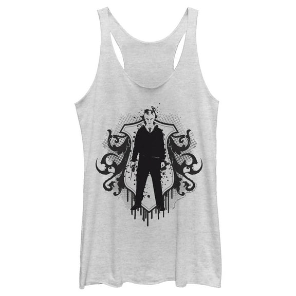 Women's Harry Potter Draco Malfoy Splatter Print  Racerback Tank Top White Heather X Large