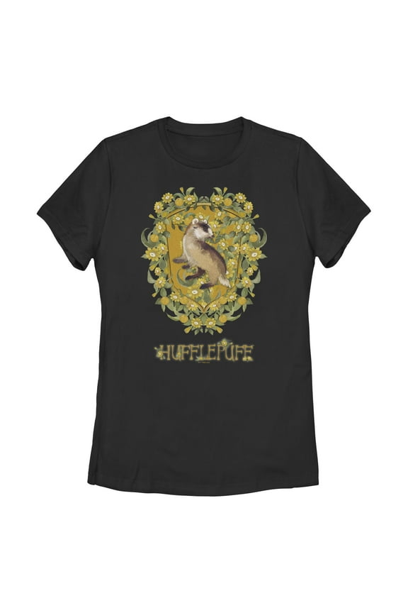 Women's Harry Potter Floral Hufflepuff  Graphic T-Shirt