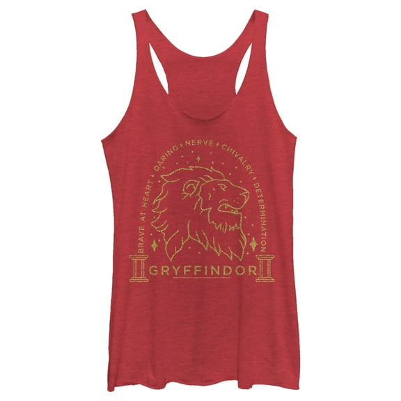 Women's Harry Potter Gryffindor House Emblem Racerback Tank Top Red Heather 2X Large