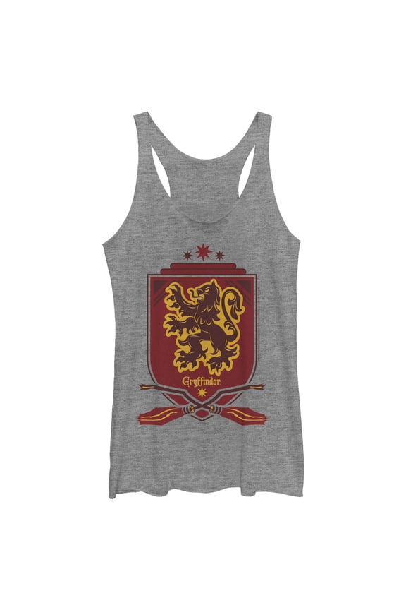 Women's Harry Potter Gryffindor House Shield Racerback Tank Top Gray Heather Small