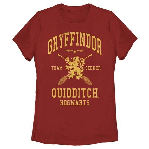 Women's Harry Potter Gryffindor Quidditch Gold Team Seeker Graphic Tee Red Small