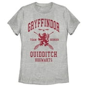 Women's Harry Potter Gryffindor Quidditch Team Seeker Graphic Tee Athletic Heather 2X Large