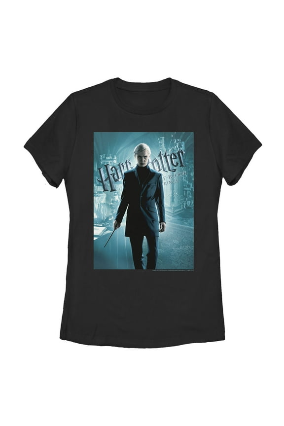Women's Harry Potter Half-Blood Prince Draco Poster Graphic Tee Black Small