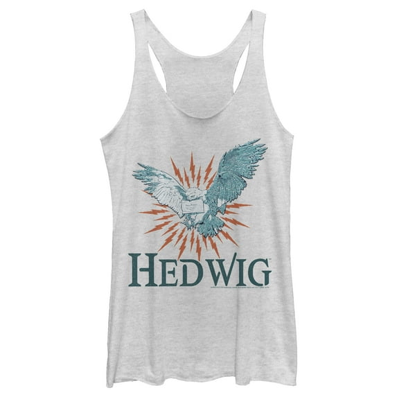 Women's Harry Potter Hedwig Owl Flight Racerback Tank Top White Heather Large