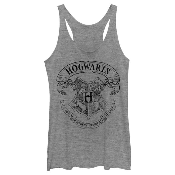 Women's Harry Potter Hogwarts 4 House Crest Racerback Tank Top Gray Heather Medium