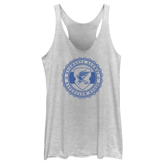 Women's Harry Potter Hogwarts Alumni Ravenclaw House Racerback Tank Top White Heather Medium