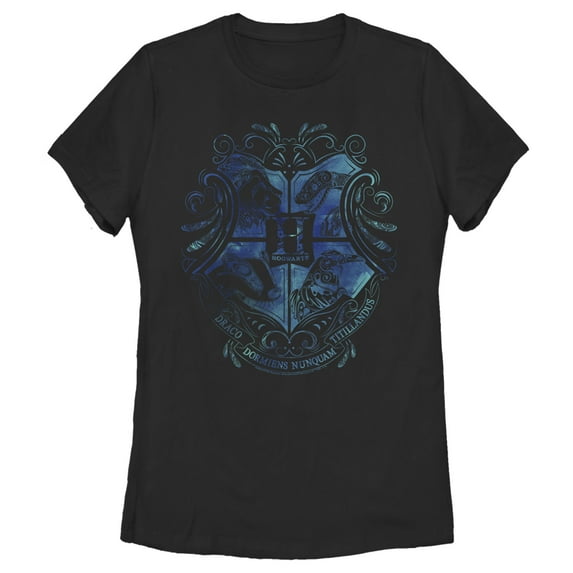 Women's Harry Potter Hogwarts Houses Blue Crest Graphic Tee Black Small