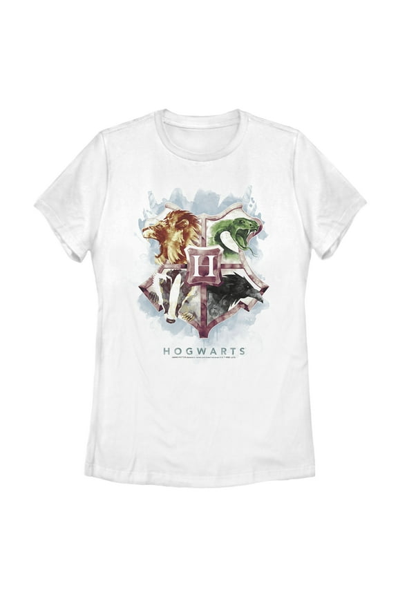 Women's Harry Potter Hogwarts Watercolor Symbols Graphic Tee White 2X Large