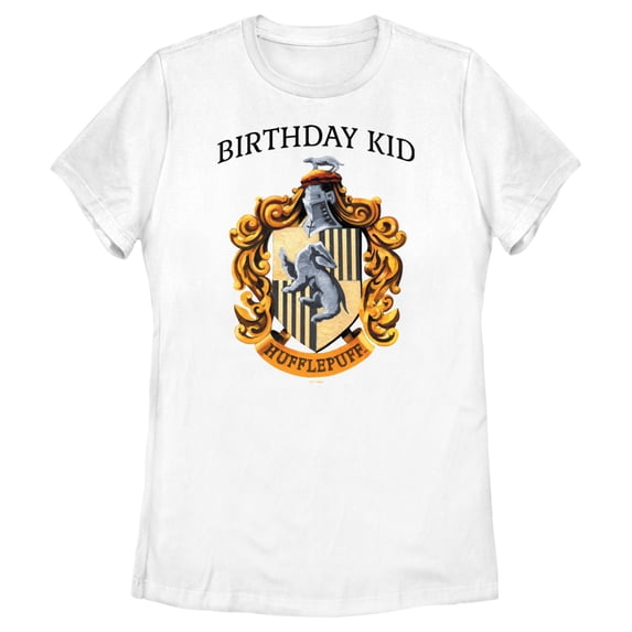 Women's Harry Potter Hufflepuff Crest Birthday Kid Graphic Tee White X Large