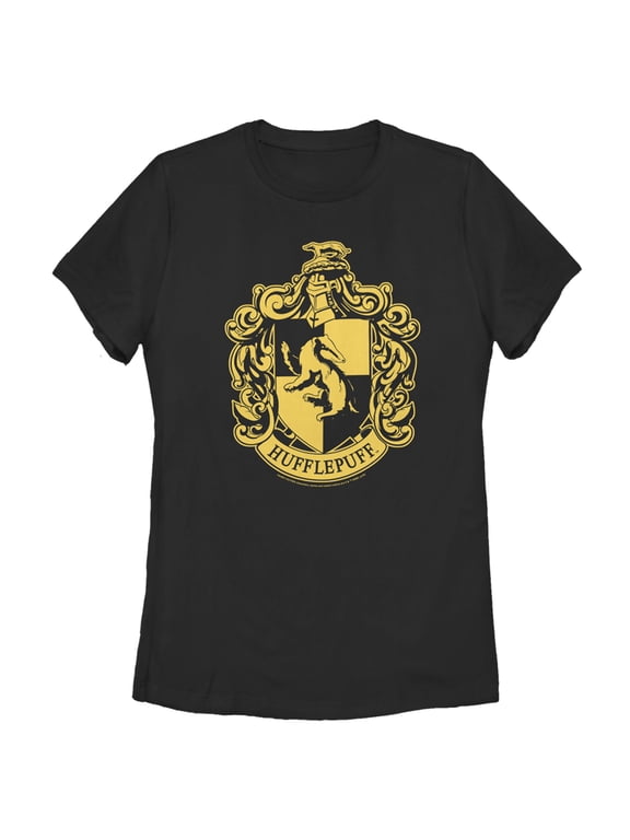 Women's Harry Potter Hufflepuff House Crest Graphic Tee Black Medium
