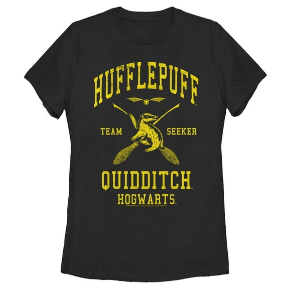 Women's Harry Potter Hufflepuff Quidditch Seeker  Graphic Tee Black 2X Large