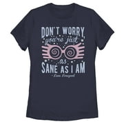 Women's Harry Potter Just As Sane As Luna Lovegood Graphic Tee Navy Blue Large