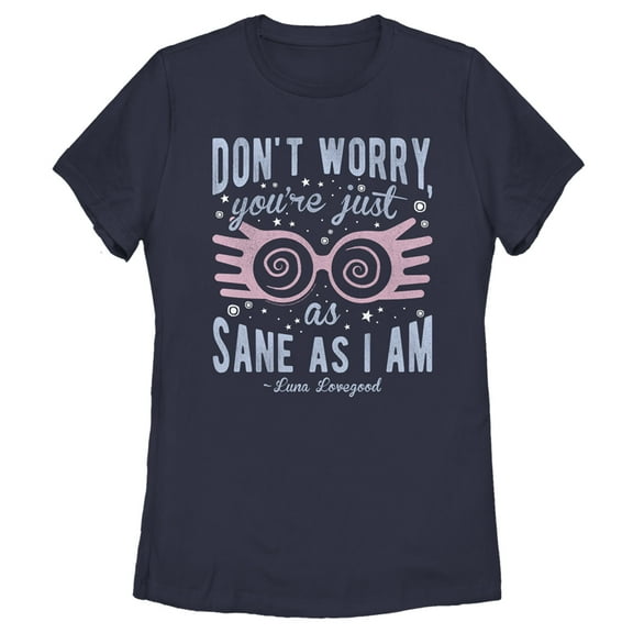 Women's Harry Potter Just As Sane As Luna Lovegood Graphic Tee Navy Blue Large