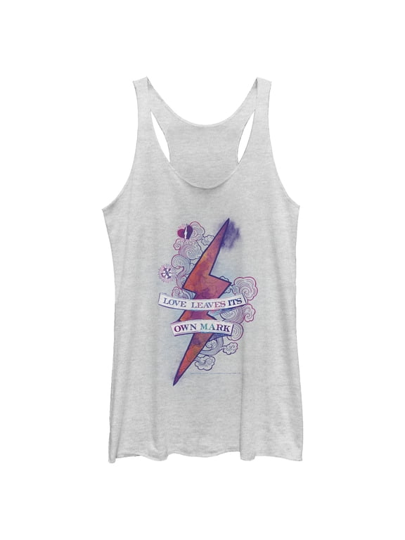Women's Harry Potter Love Leaves Its Own Mark Racerback Tank Top White Heather Small