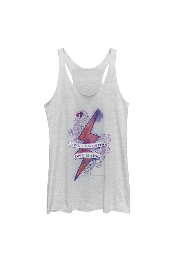 Women's Harry Potter Love Leaves Its Own Mark Racerback Tank Top White Heather Small