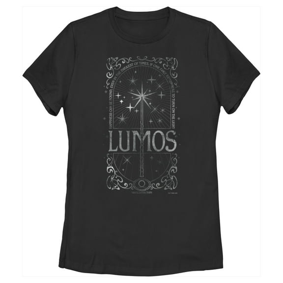 Women's Harry Potter Lumos Happiness Spell Graphic Tee Black Small