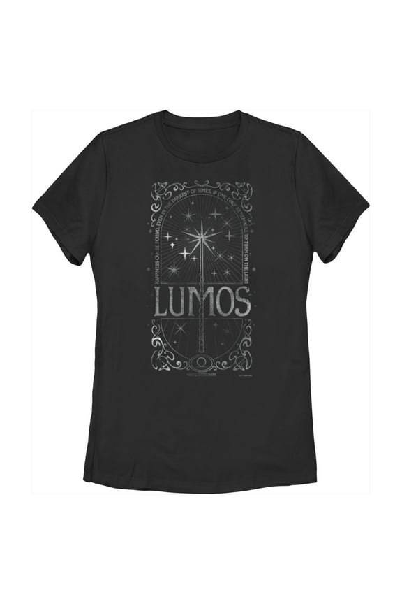 Women's Harry Potter Lumos Happiness Spell Graphic Tee Black X Large