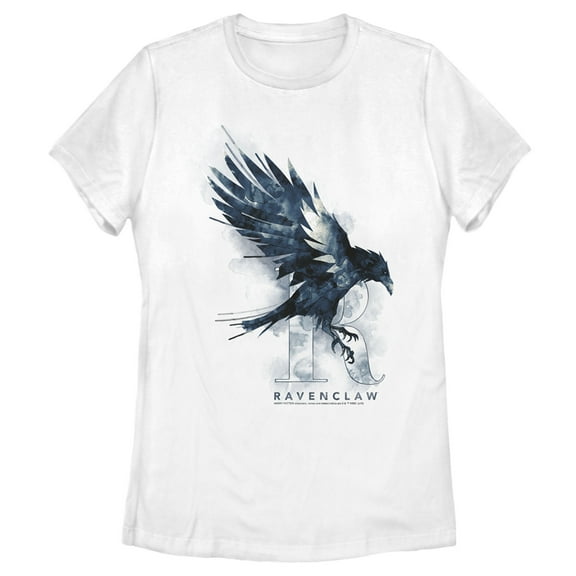 Women's Harry Potter Ravenclaw Bird Watercolor  Graphic Tee White X Large