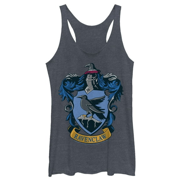 Women's Harry Potter Ravenclaw Crest  Racerback Tank Top Navy Blue Heather X Large