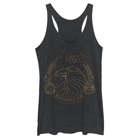 Women's Harry Potter Ravenclaw House Emblem Racerback Tank Top Black Heather Large