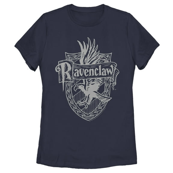 Women's Harry Potter Ravenclaw Line Art Crest  Graphic Tee Navy Blue Small