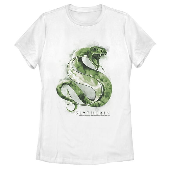 Women's Harry Potter Slytherin Snake Watercolor  Graphic Tee White 2X Large