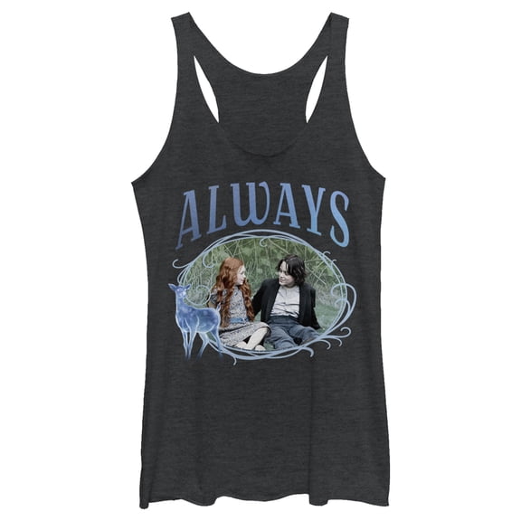 Women's Harry Potter Snape & Lily Always Frame Racerback Tank Top Black Heather Large