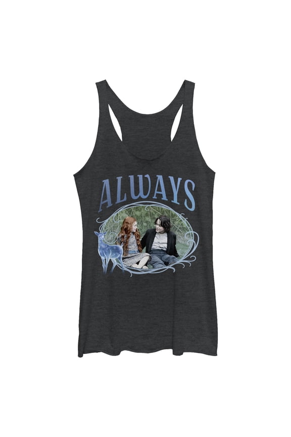 Women's Harry Potter Snape & Lily Always Frame Racerback Tank Top Black Heather Medium