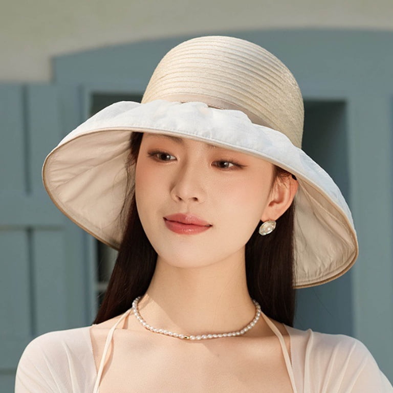 Women's Hat Bridal Wedding Tea Party Wide Brimmed Summer Sun Hat Ladies Outdoor Elegant Temperament Sun Hat Hat Pack Women's Dress Hats Bonnet 30s Style Hats Women Barrette Hat for Men Pack
