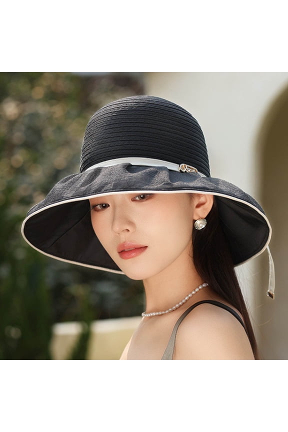 Women's Hat Bridal Wedding Tea Party Wide Brimmed Summer Sun Hat Ladies Outdoor Elegant Temperament Sun Hat Hat Pack Women's Dress Hats Bonnet 30s Style Hats Women Barrette Hat for Men Pack Hats Women
