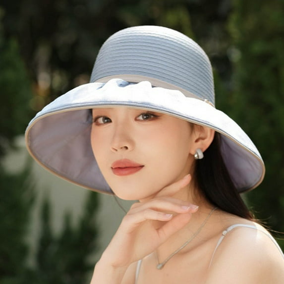 Women's Hat Bridal Wedding Tea Party Wide Brimmed Summer Sun Hat Ladies Outdoor Elegant Temperament Sun Hat Hat Pack Women's Dress Hats Bonnet 30s Style Hats Women Barrette Hat for Men Pack Hats Women