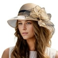 thumbnail image 1 of Women's Hat Bridal Wedding Tea Party Wide Brimmed Summer Sun Hat Ladies Outdoor Elegant Temperament Sun Hat Mens Hat Bulk French Women Bulk Hat with Leather Trim Plain Cap Cowhide Hat Tame Hats, 1 of 4
