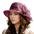 thumbnail image 1 of Women's Hat Bridal Wedding Tea Party Wide Brimmed Summer Sun Hat Ladies Outdoor Elegant Temperament Sun Hat Mens Hat Bulk French Women Bulk Hat with Leather Trim Plain Cap Cowhide Hat Tame Hats, 1 of 4