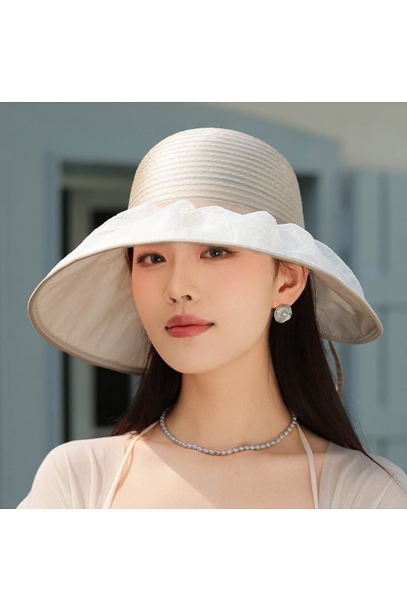Women's Hat Bridal Wedding Tea Party Wide Brimmed Summer Sun Hat Ladies Outdoor Elegant Temperament Sun Hat Winter Wool Elaborate Hat Colorful Women French Men Ladies Caps Bureau French Fancy Winter