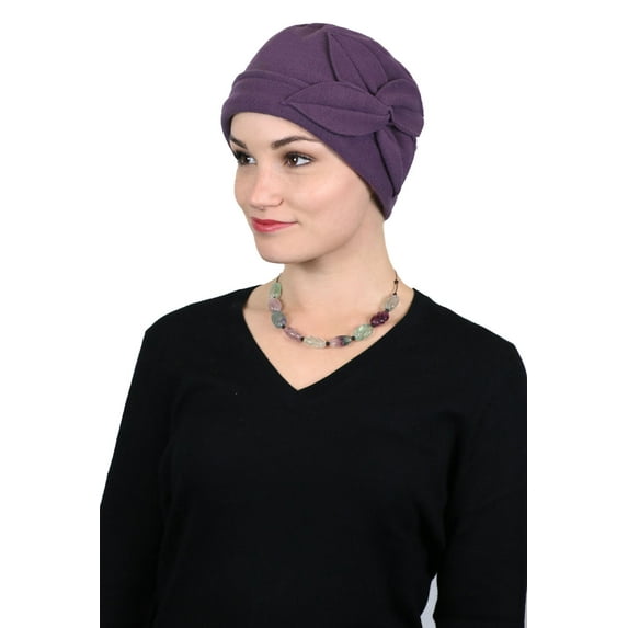 Fleece Butterfly Beanie Women's Hat Chemo Headwear Cancer Ladies Winter Head Coverings (Plum)