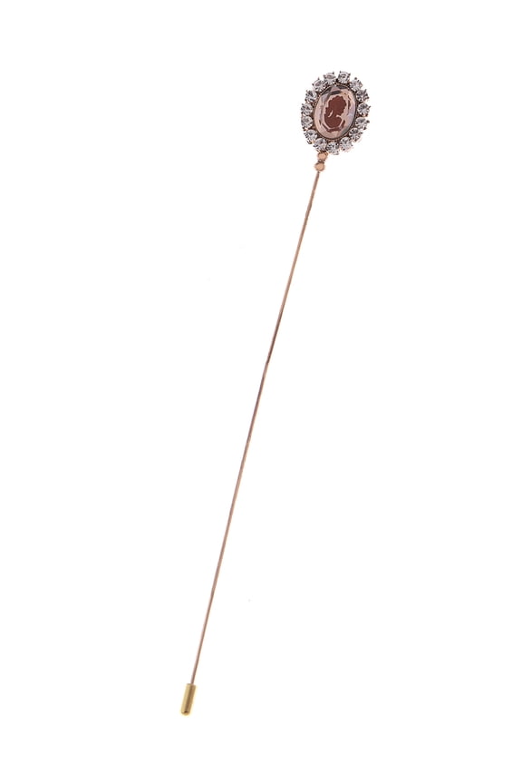 Women's Hat Pin Amber Crystal Rhinestone Zircon Golden Lapel Stick Pin Brooch Tie Scarf Hat Pin